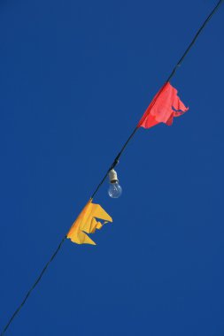 Flags and lamp