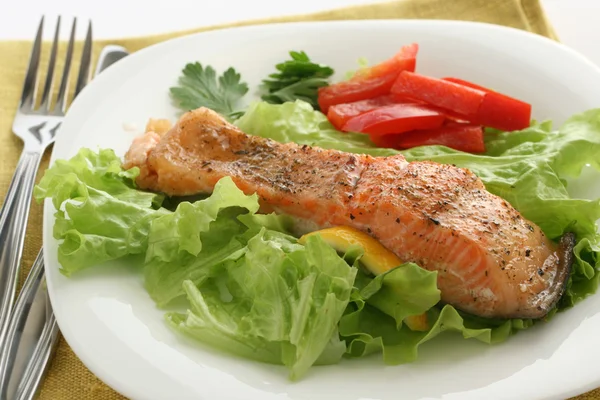 stock image Fried salmon with potato