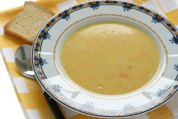 Sup dengan roti panggang — Stok Foto