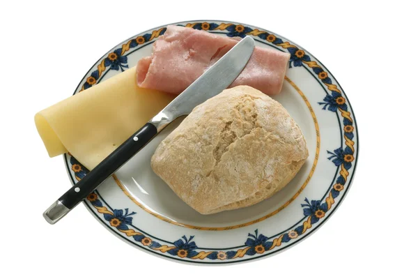 Peynirli ekmek ve jambon. — Stok fotoğraf