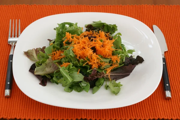 Salat auf weißem Teller — Stockfoto