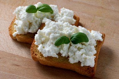 Toasts with cottage cheese clipart