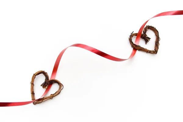 Valentine ribbon with hearts — Stock Photo, Image