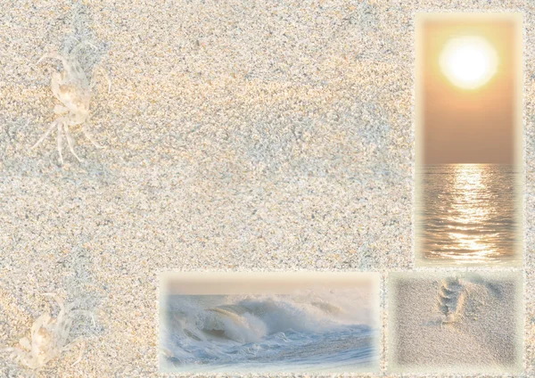 Frame made of summer beach images of Thailand with sand background — Stock Photo, Image