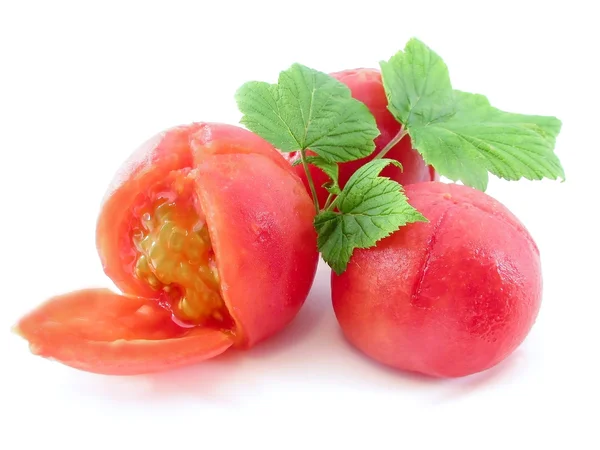 Tři loupaná rajčata — Stock fotografie
