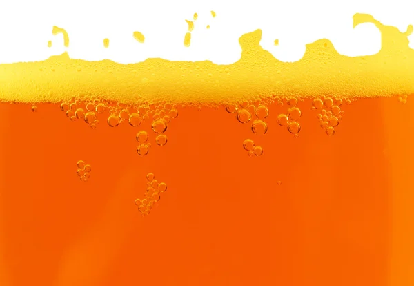 Close of a beer with foam and bubbles — Stock Photo, Image