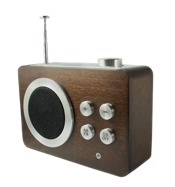 A régi vágású rádióvevő elszigetelt fehér — 스톡 사진