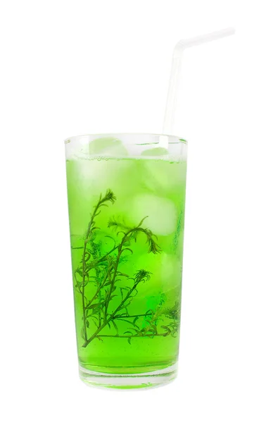 Cocktail verde con erbe isolate su bianco — Foto Stock