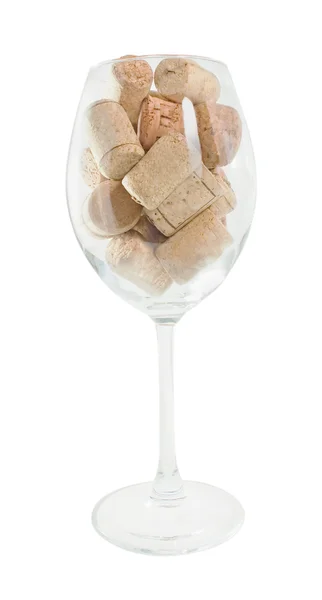 Closeup láhev na víno zátky do sklenice na víno, samostatný — Stock fotografie