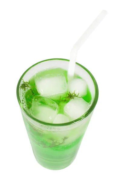 Groene cocktail met kruid geïsoleerd, bovenaanzicht — Stockfoto