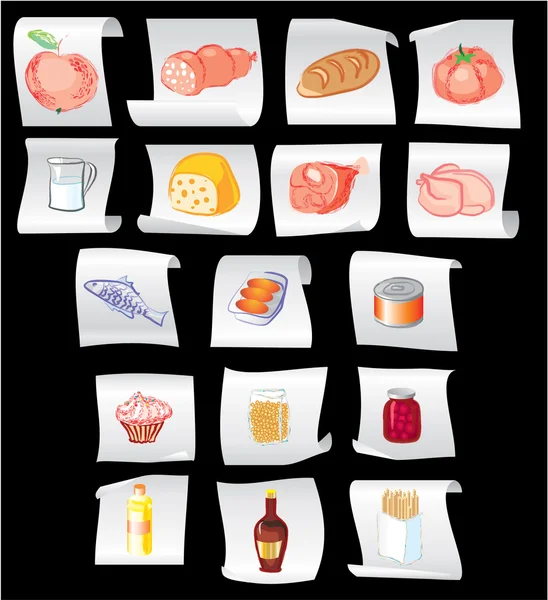 Векторные иконки, изображающие различные продукты — стоковый вектор