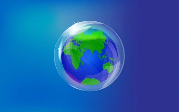 Realistische vector aarde in zeepbel — Stockvector