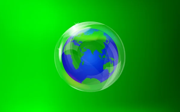 Realistic vector earth in soap bubble — Stock Vector
