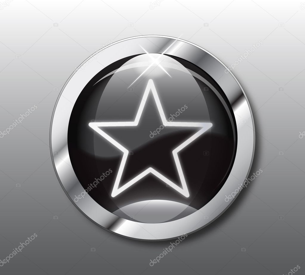 Black star button vector