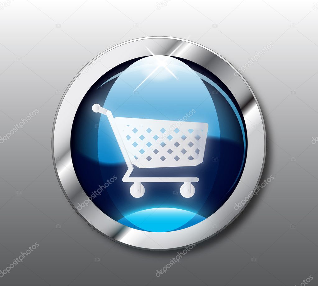 Blue shopping button vector