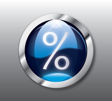 Blue percent button vector