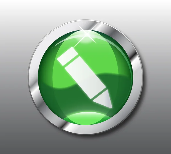 Lápiz verde botón vector — Vector de stock