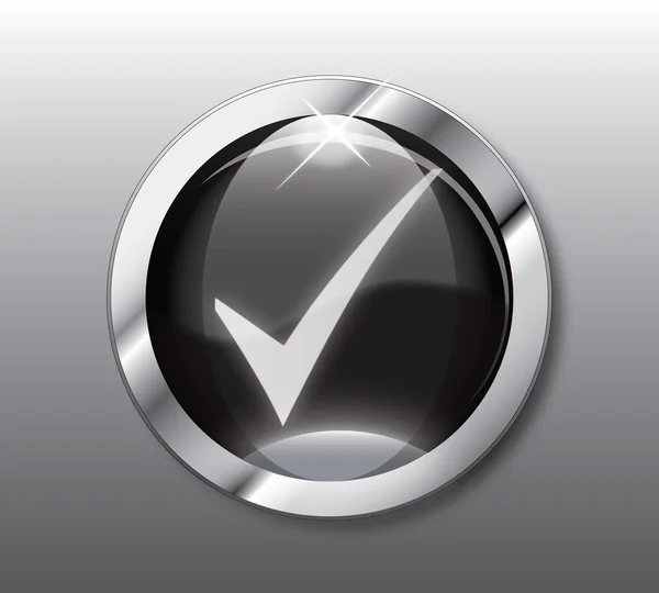 Negro botón de verificación vector — Archivo Imágenes Vectoriales