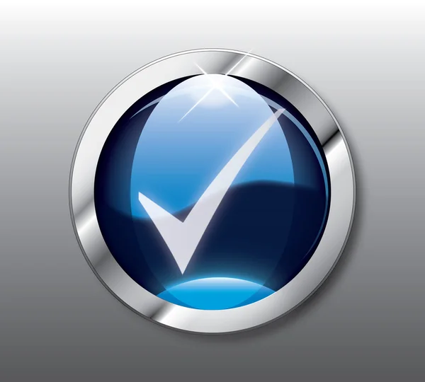 Blue check button vector — Stockvector