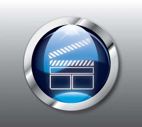 Vetor de botão de filme azul — Vetor de Stock