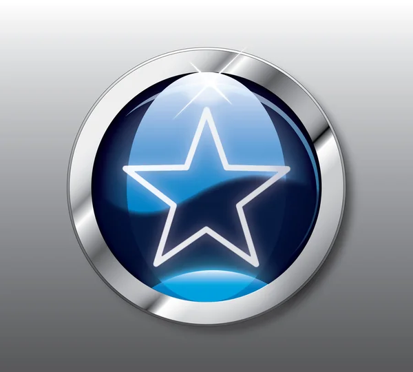 Blue star button vector — Stok Vektör
