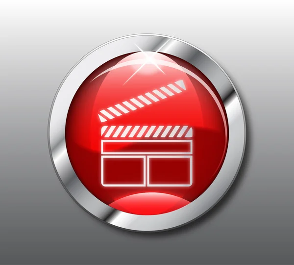 Film på röda knappen vektor — Stock vektor