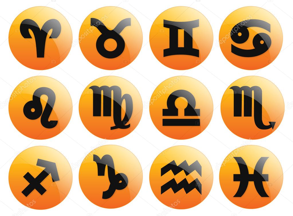 Orange horoscope symbols vector