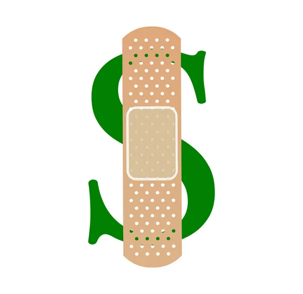 Dollar-Zeichen mit Band-Aid-Vektor — Stockvektor