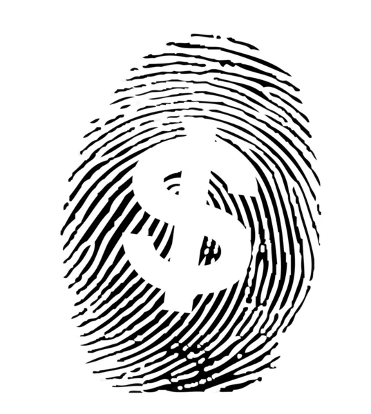 Vettore di un'impronta digitale con segno di dollaro — Vettoriale Stock