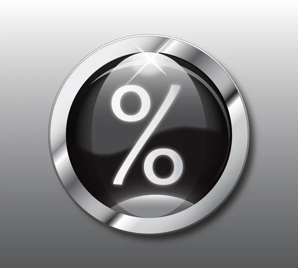 Porcentaje negro botón vector — Vector de stock