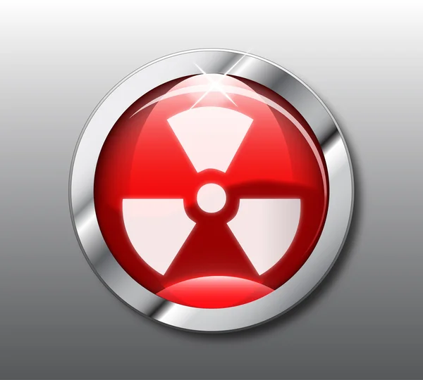 Vector botão de radiação vermelha — Vetor de Stock