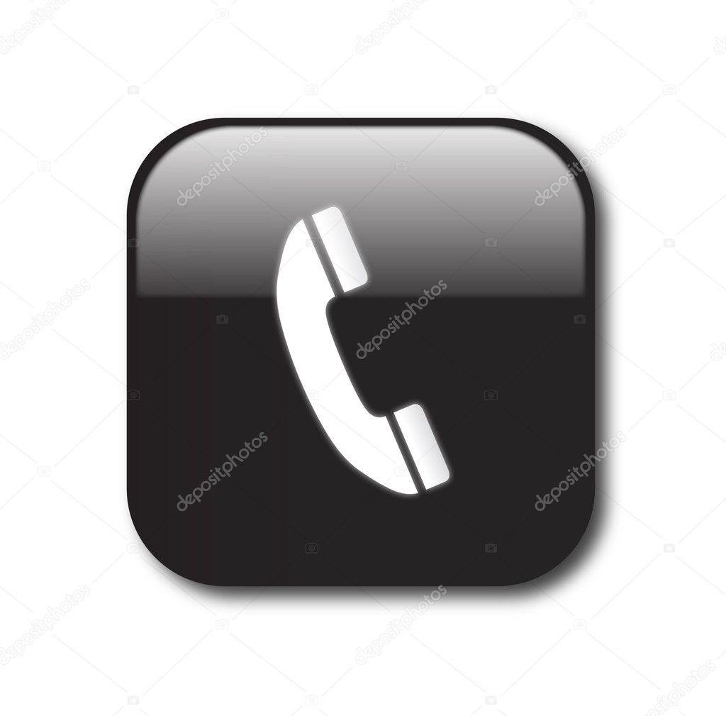 Black telephone button vector