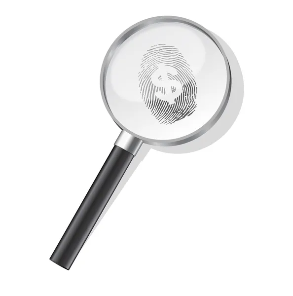 Detectives magnifier with dollar fingerprint — Stock Vector