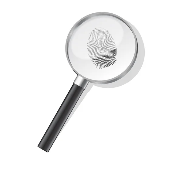 Detective magnifier with fingerpint vector Vektör Grafikler