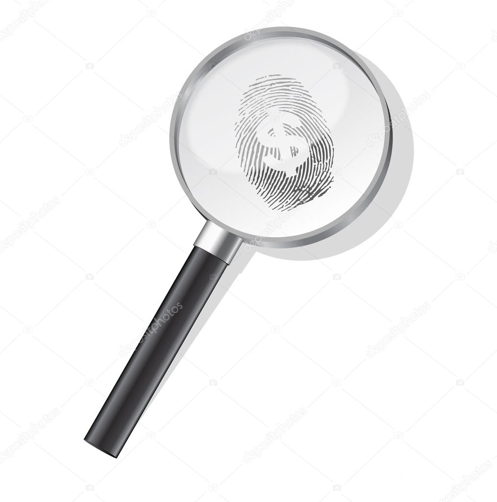 Detectives magnifier with dollar fingerprint