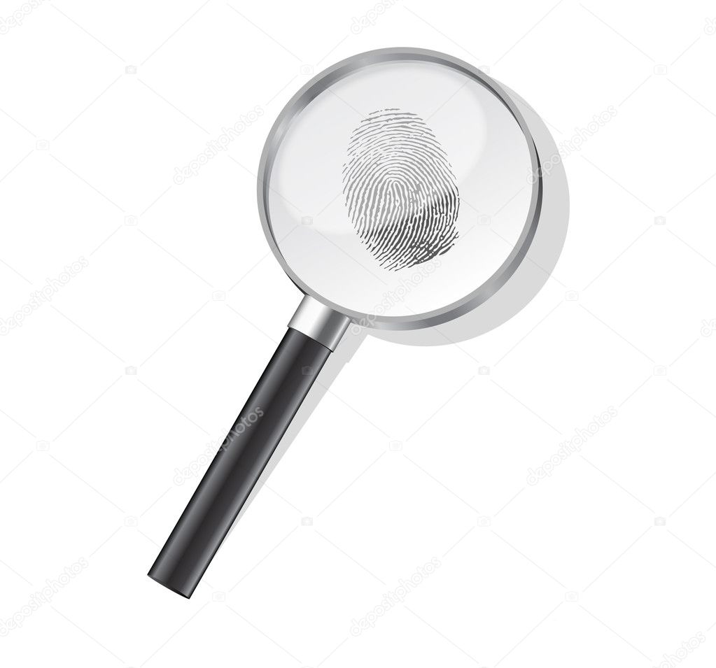 Detective magnifier with fingerpint vector