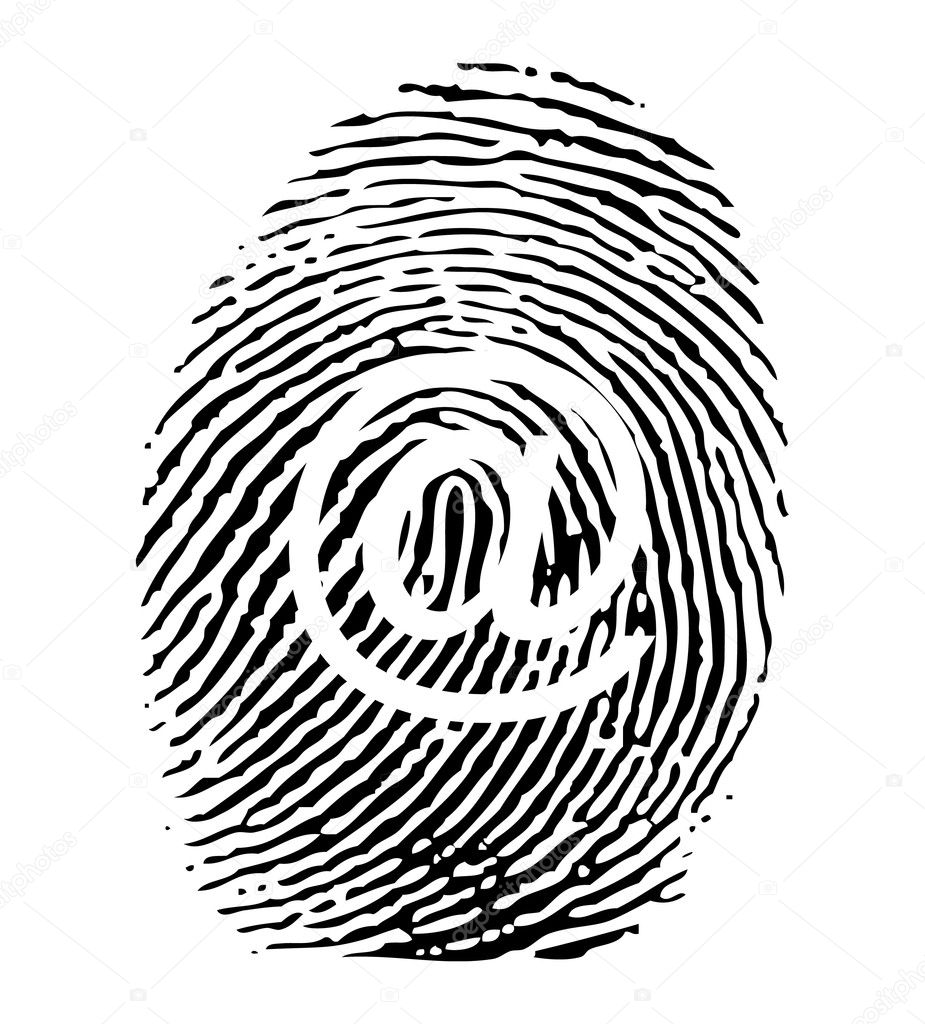 Black @ finger print isolated on the white background vector