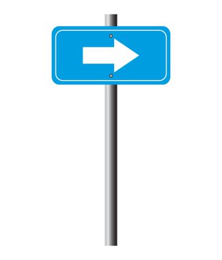 Blue direction arrow sign vector clipart