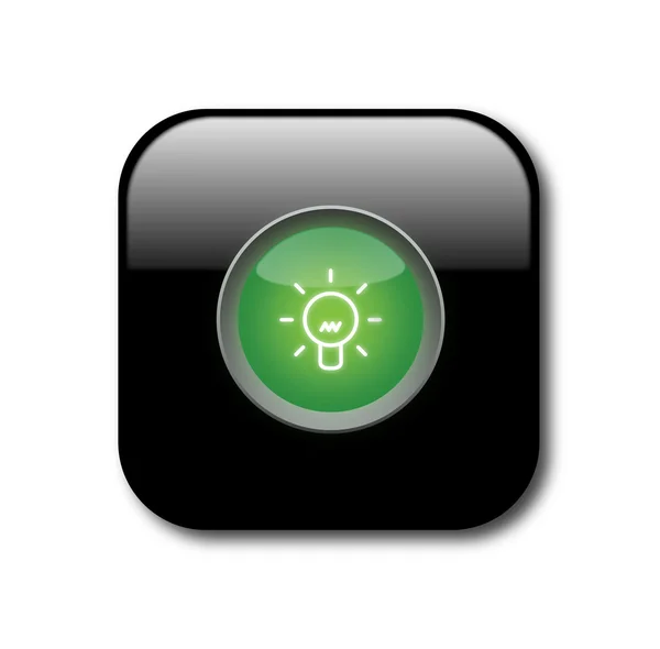 Glossy lightbulb button icon — Stock Vector