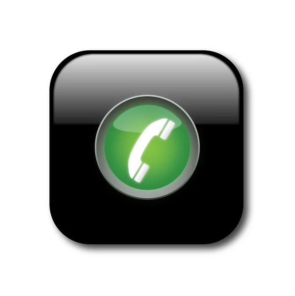 Vector botón de teléfono negro — Vector de stock