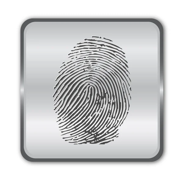 Chrome fingerprint button vector — Stock Vector
