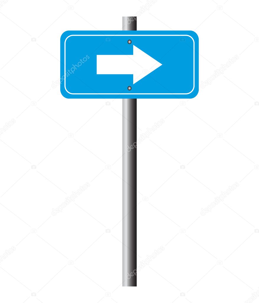 Blue direction arrow sign vector