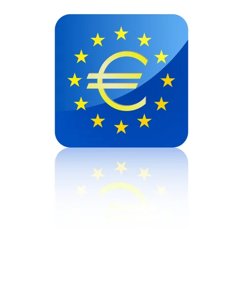Bandera de la UE con vector de signo euro — Archivo Imágenes Vectoriales
