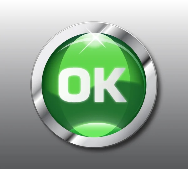 Verde OK botão vetor — Vetor de Stock