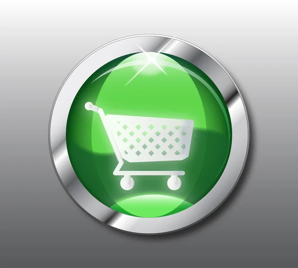 Verde vector botón de compras — Vector de stock