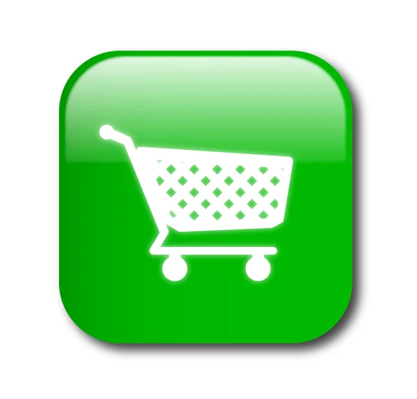 Vettore pulsante shopping verde — Vettoriale Stock