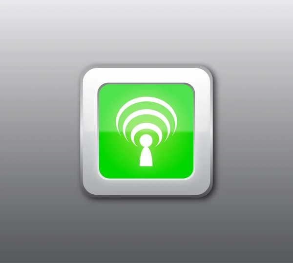 無線の緑色のボタンのベクトル — ストックベクタ