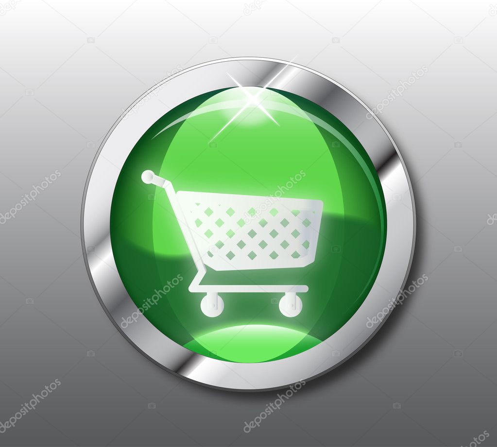 Green shopping button vector