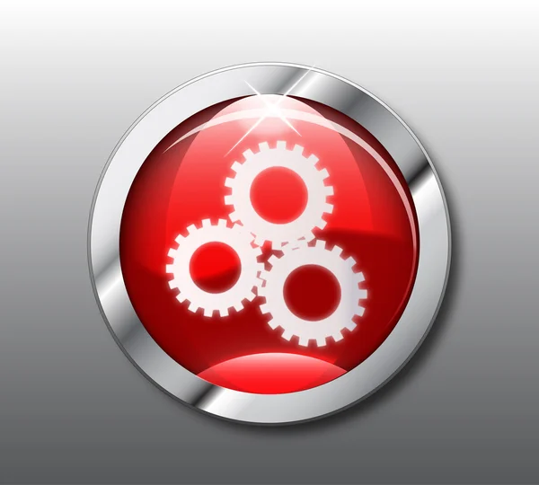 Red settings button — Stok fotoğraf