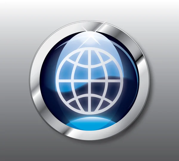 Blue globe button — Stock Photo, Image